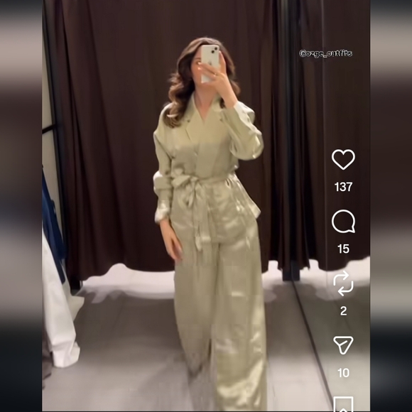 Zara Jackets & Blazers - ZW COLLECTION LIMITED EDITION SATIN BELTED BLAZER